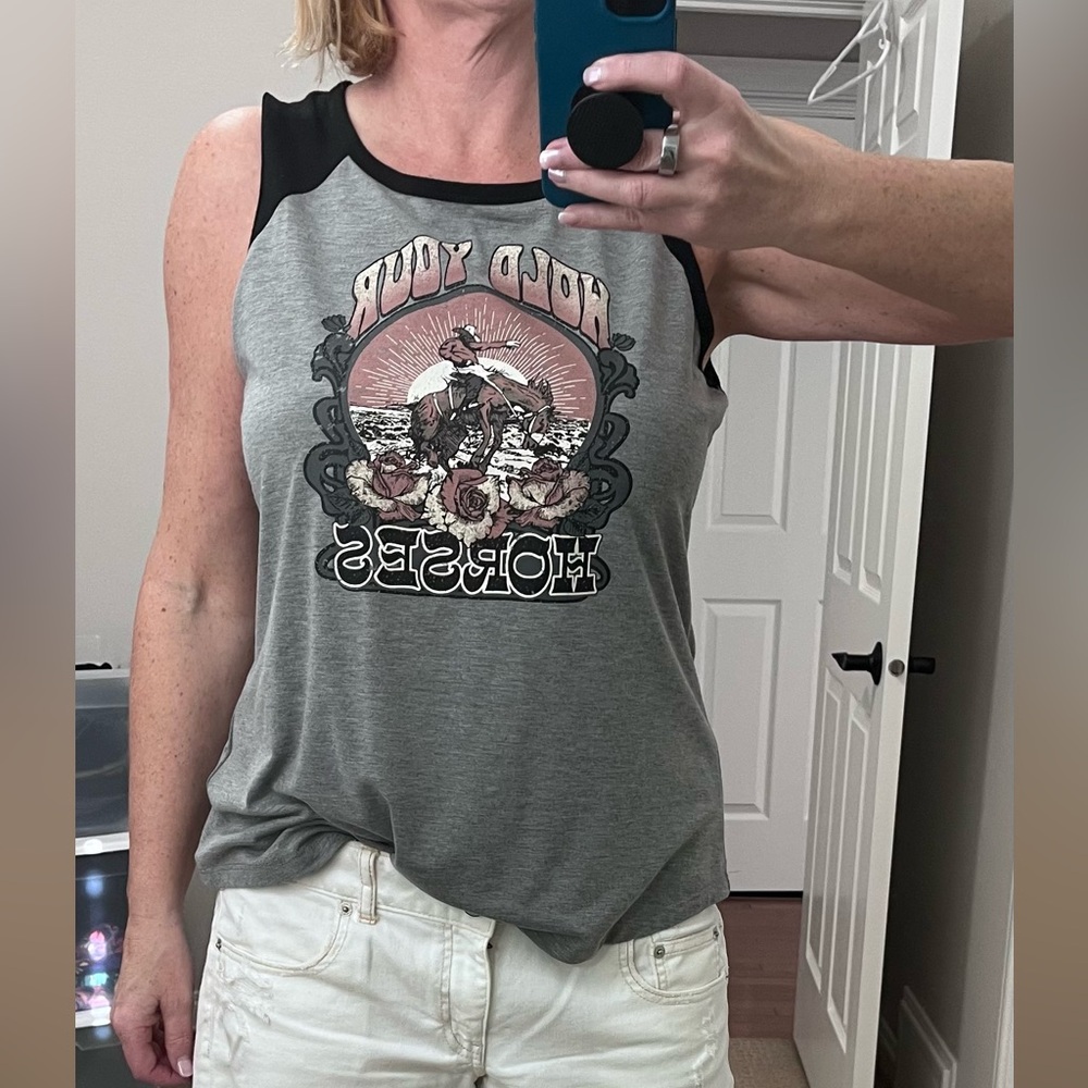 Cowgirl Black Graphic Tank Top